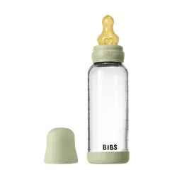 BIBS Bottle - Sutteflaskesæt - Glas - Latex/Medium Flow/Rund - 240 ml. - Sage