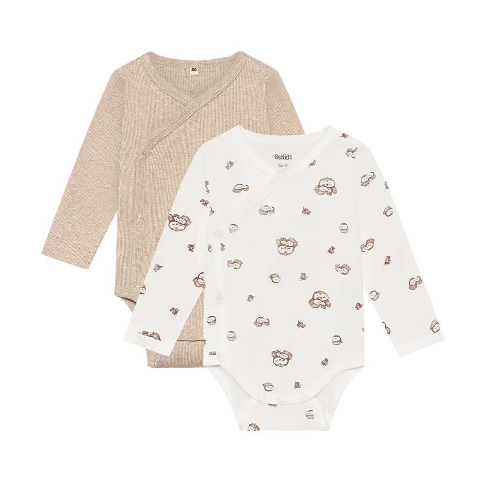 BeKids Langærmet Wrap Body 2-Pak - Silver Mink - 70