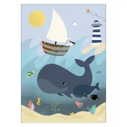 Plakat - Hvaler og bølger A3