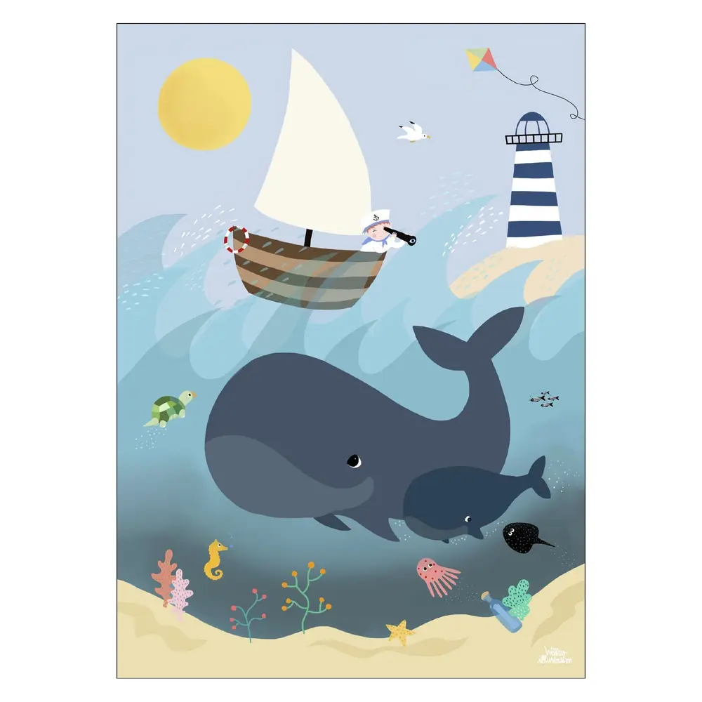 product-Plakat - Hvaler og bølger A3