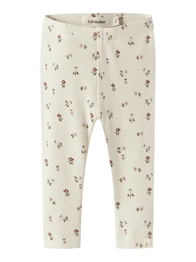 Lil Atelier Leggings - Rib - NbfGago - Turtledove/Floral