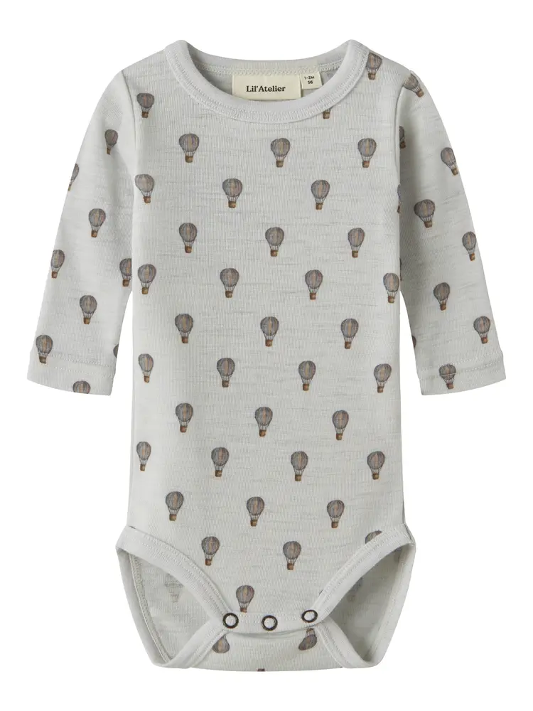 Lil' Atelier Noel Nor Uld Langærmet Body - Oyster Mushroom - 56