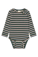 Petit Piao Song Langærmet Body - Trekking Green Multistriped
