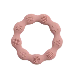 Bidering i silicone med taktile overflader,lyserød
