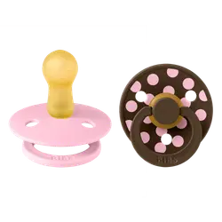 BIBS Colour Sutter - Str. 2 - Rund - 2-pak - Baby Pink/Mocha