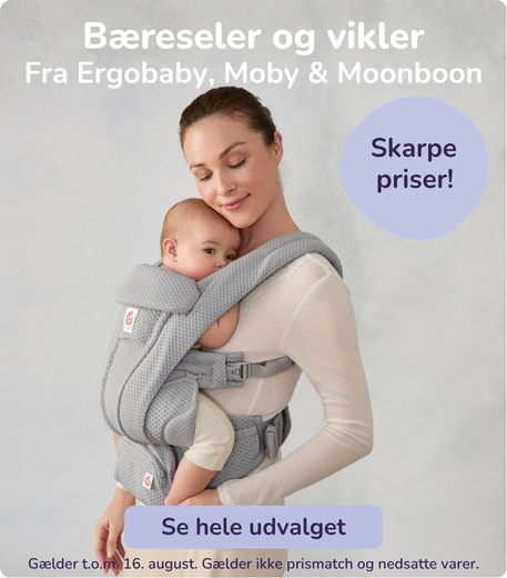 Spar 20% på bæreseler og vikler fra Ergobaby, Moby og Moonboon