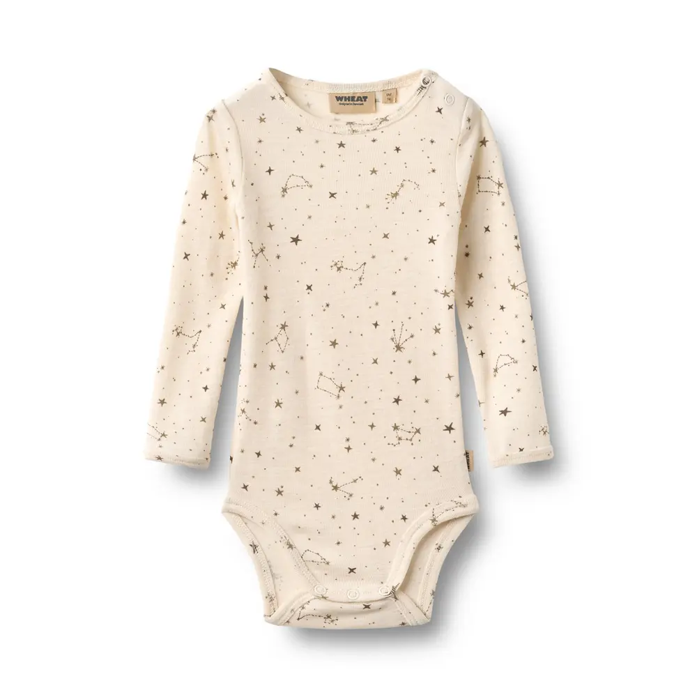 Wheat Lucca Langærmet Uld Body - Eggshell Stars - 92