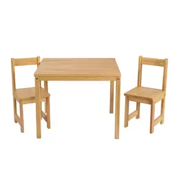 Bord- og stolesæt massivt træ - natur - Onesize