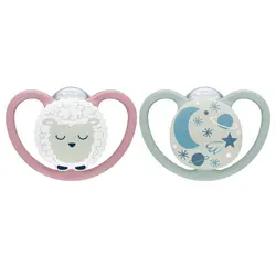 Nuk Sutter - 2-pak - Space Night - Rosa/Grøn