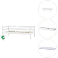 ECO Comfort Juniorseng hvid, med sengehest, skuffesæt og madras