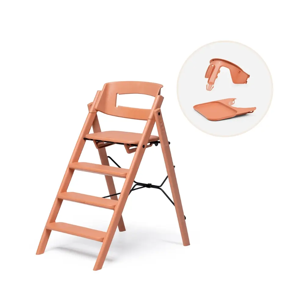 KAOS Klapp højstol genbrugsplast inkl. bøjle og bakke Terracotta