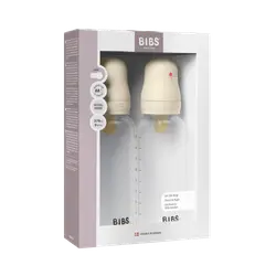BIBS Bottle - Sutteflaskesæt - Plastik - Latex/Medium Flow/Rund - 270 ml. - 2-Pak - Ivory
