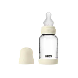 Bibs - Glass Baby Bottle Round Silicone 1 Pack 120 Ml Slow Flow - Ivory - 120 Ml
