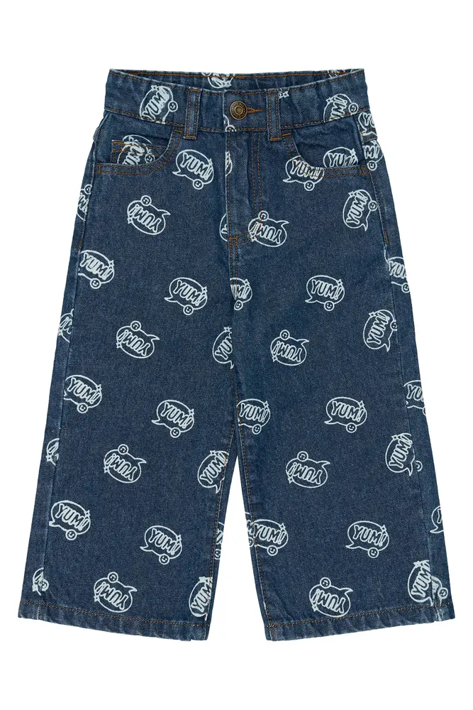 The New Siblings Yale Baggy Jeans - Blue Denim AOP