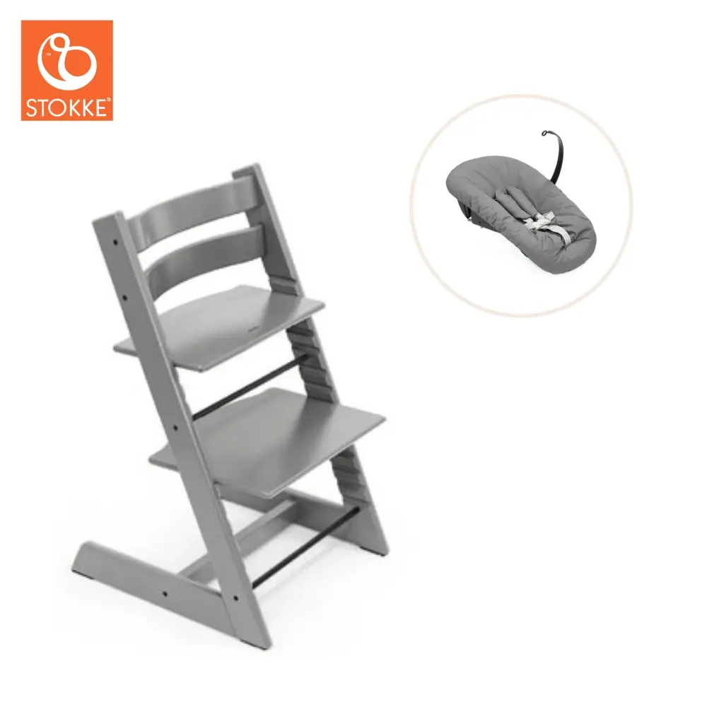 product-Højstol bøg inkl. newborn sæt - Storm grey