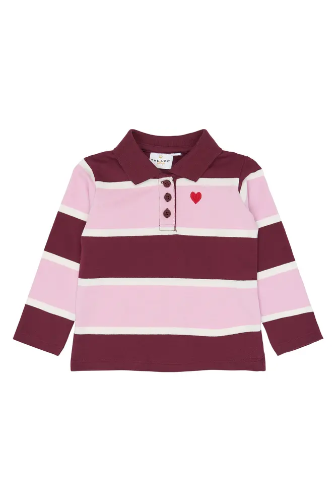 The New Siblings Vidalia Pique Polo - Burgundy Striped  - 86