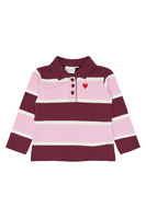 The New Siblings Vidalia Pique Polo - Burgundy Striped 