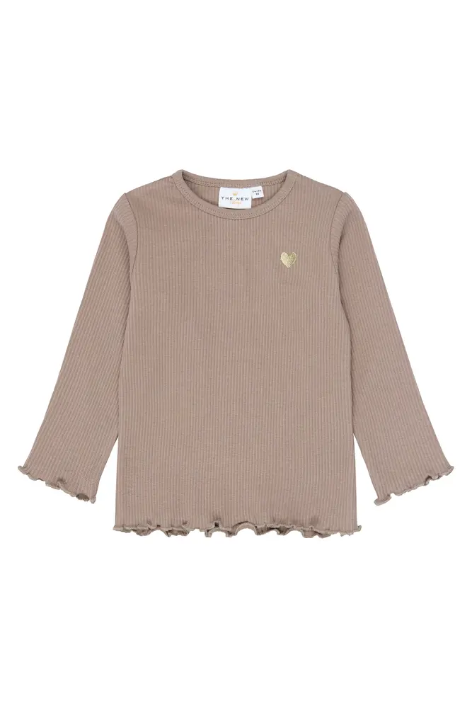 The New Siblings Yania Langærmet Rib T-Shirt - Taupe Gray TN