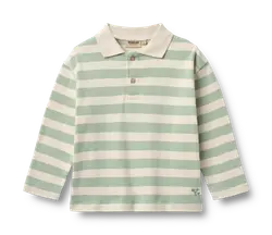 Wheat Fred Polo Bluse Mint Stripe i Bomuld - Str. 4y 104cm