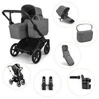 Bugaboo Donkey 6 Kombivogn Inkl. Søskendesæde, Organizer, Kørepose, Kopholder, Højdeadapter Og Regnslag - Moon Grey