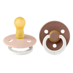 BIBS Rund Colour Sut - 2-Pak - Str. 2 - Naturgummi - GLOW - Blush/Woodchuck