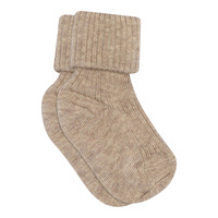 Baby rib ankelstrømpe - Light Brown Melange