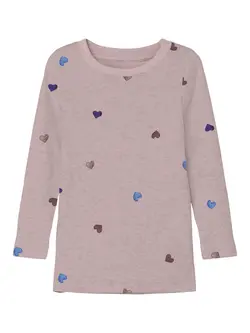 Name It Bluse - Rib - Noos - NmfNutti - Burnished Lilac/Hearts