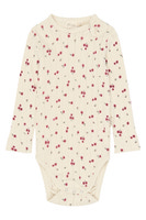 Petit Piao Gracie Langærmet Pointelle Body - Eggnog Rosehip AOP