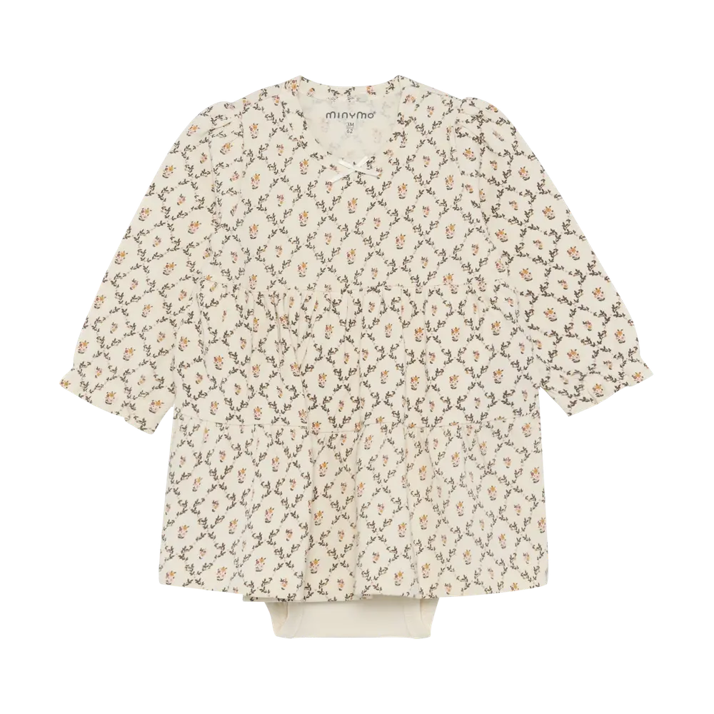 Minymo Langærmet Bodykjole - Seedpearl - 86