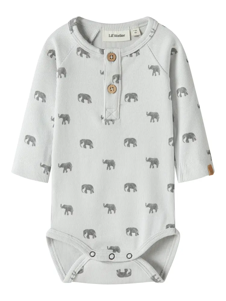 Lil' Atelier Lavo Eko Langærmet Slim Body - Glacier Gray - 86