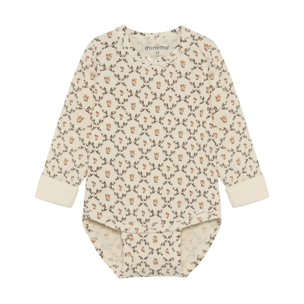 Minymo Langærmet Rib Body - Seedpearl - 80