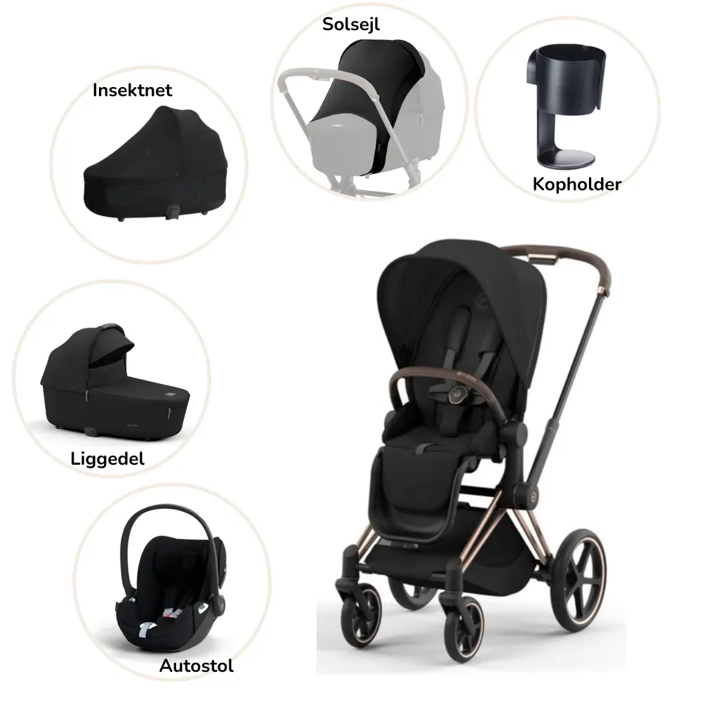 Priam pakke - sepia black/rosegold PLUS