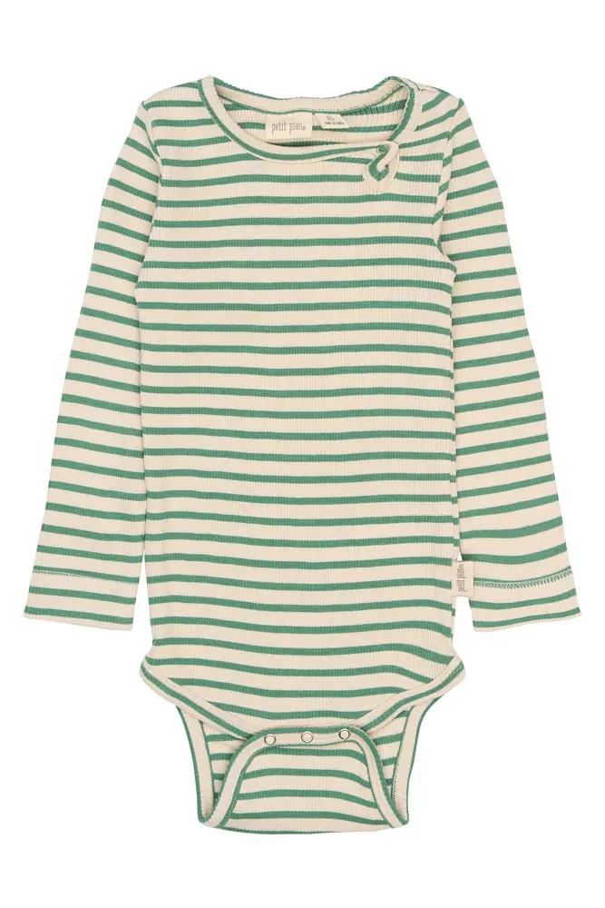 Petit Piao Body l/æ - Rib/Modal - PPSky - Frosty Spruce Striped