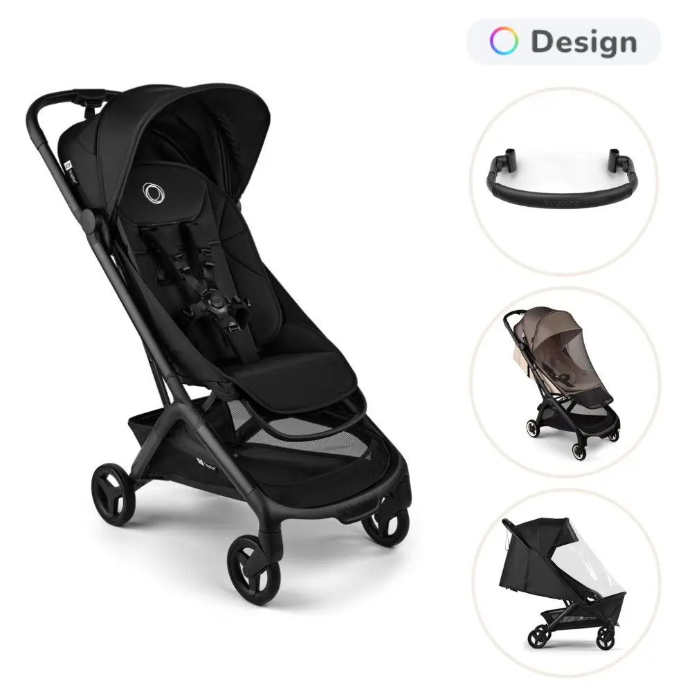 Bugaboo Butterfly 2 Klapvogn Med Bøjle, Myggenet Og Regnslag - Black/Heritage Black