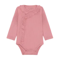 Langærmet Wrap Rib Body - Dusty Rose - 62