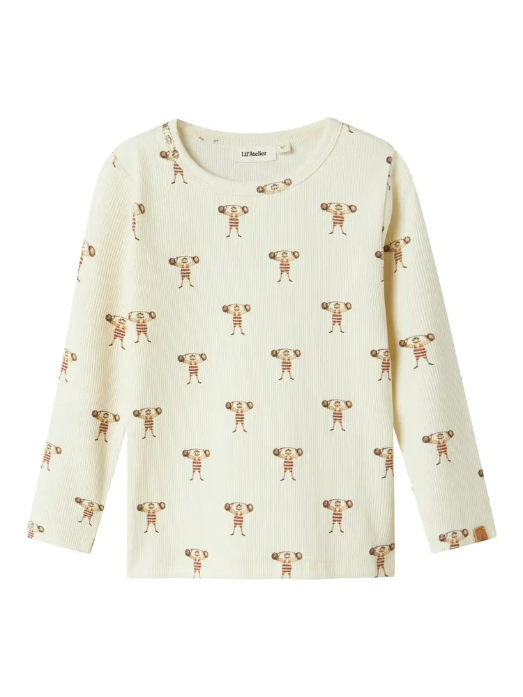 Lil' Atelier Bluse - Rib - NmmLavo - Turtledove/Strong Man