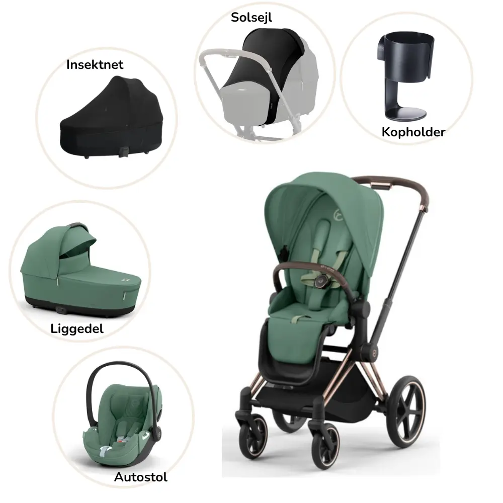 Priam pakke - leaf green/rosegold PLUS
