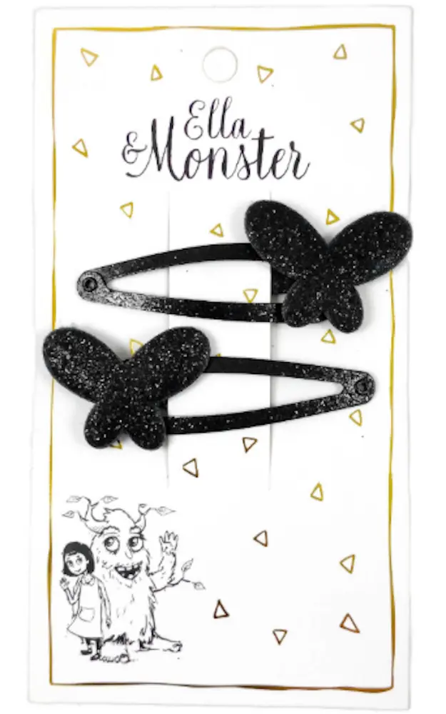 Ella & Monster Hårclips Black Butterfly