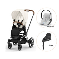 Priam klapvogn inkl. cloud T og base - off white/chrome brown PLUS