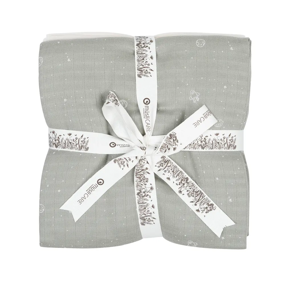 Cosmos Muslin Svøb 2-Pak - Green/Cream