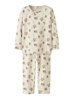 Lil' Atelier Pyjamas Turtledove Med Juleprint Og Knapper - Str. 2y 92cm
