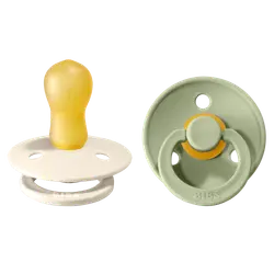 BIBS Rund Colour Sut - 2-Pak - Str. 3 - Naturgummi - Ivory/Sage