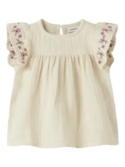 Name It Tunika Almond Milk Med Broderede Flæser - Str. 1.5y 86cm