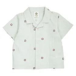 Seersucker Stribede Skjorte - Tofu/ Ocean/ Mineral red - 80