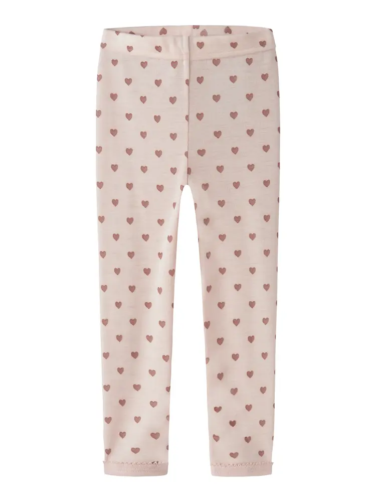 Lil Atelier Leggings - Uld - NmfNoel - Morganite m. Hjerter