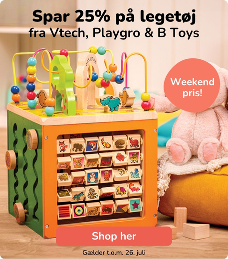 Spar 25% på legetøj fra Vtech, Playgro og B Toys denne weekend