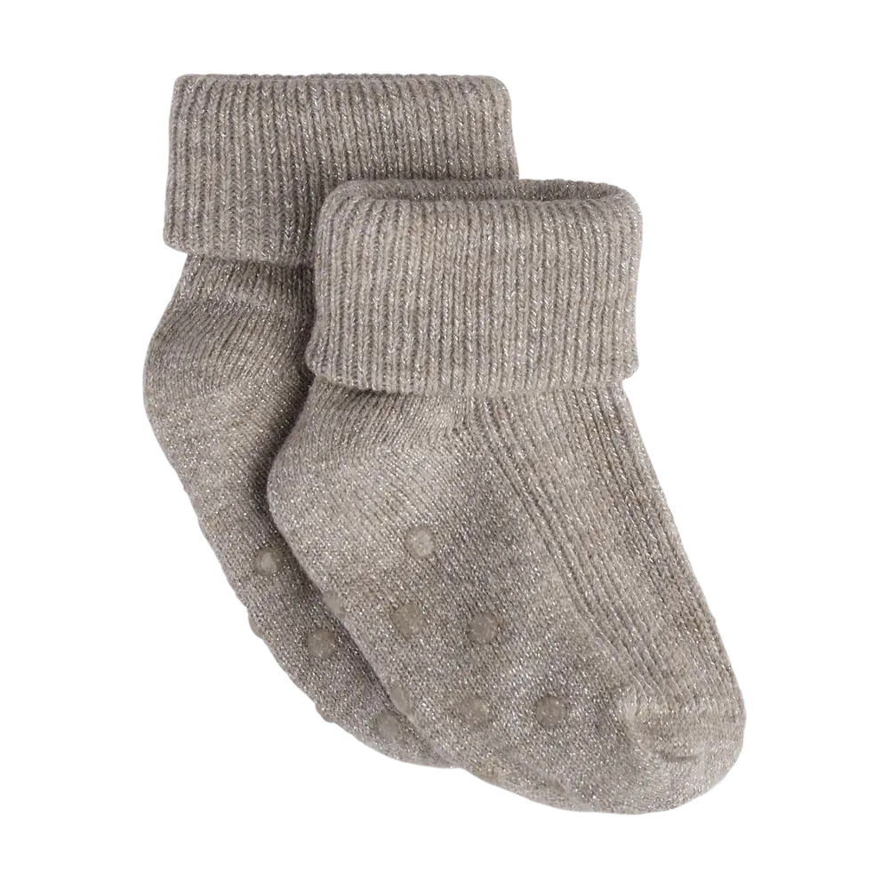 BeKids Glimmer Rib Strømpe m. ABS - Mocha Meringue - 23\26
