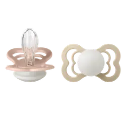 BIBS Symmetrisk Supreme Sut - 2-Pak - Str. 2 - Silikone - GLOW - Blush/Vanilla