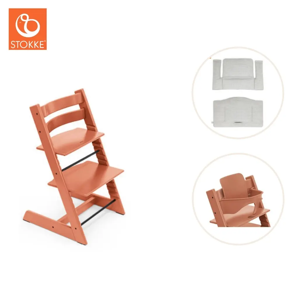 product-Højstol inkl. babysæt og hynde - terracotta