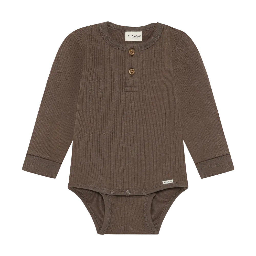 Minymo Langærmet Rib Body - Chocolate Chip - 56